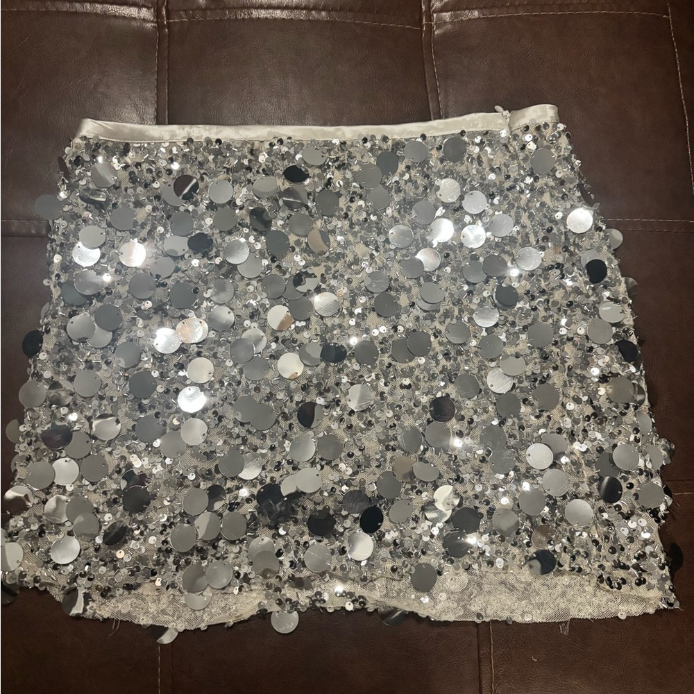 Zara Silver Sequin Mini Skirt